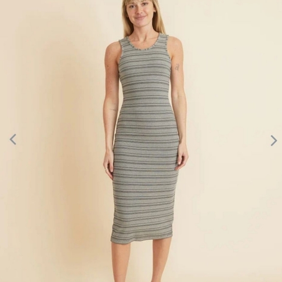 Marine Layer Dresses & Skirts - NWT Marine Layer Lexi Rib Daytime Midi Dress Size Small Black White Stripe